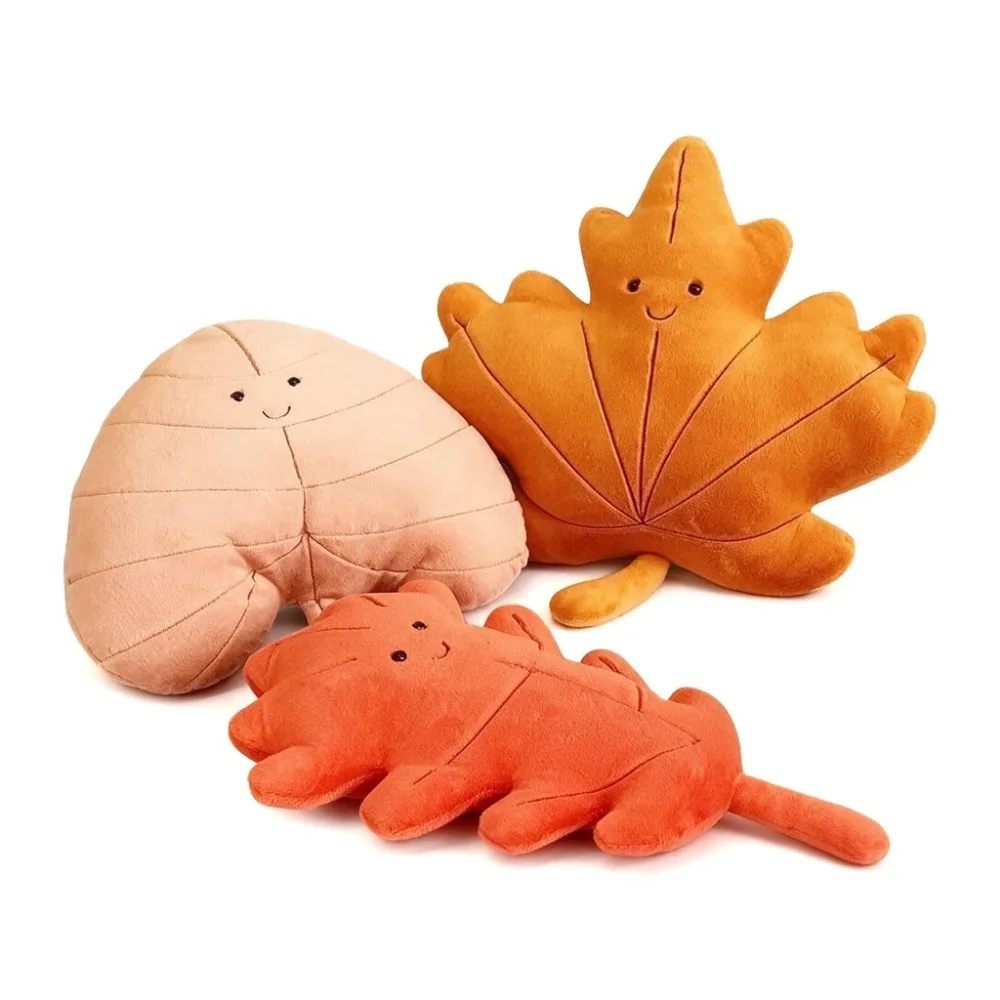 Creative Simulation Leaves Plush Hug Pillow Cartoon Maple Leaves Soft Stuffed Plant Soft Plushies Kids Toys for Girls Home Decor