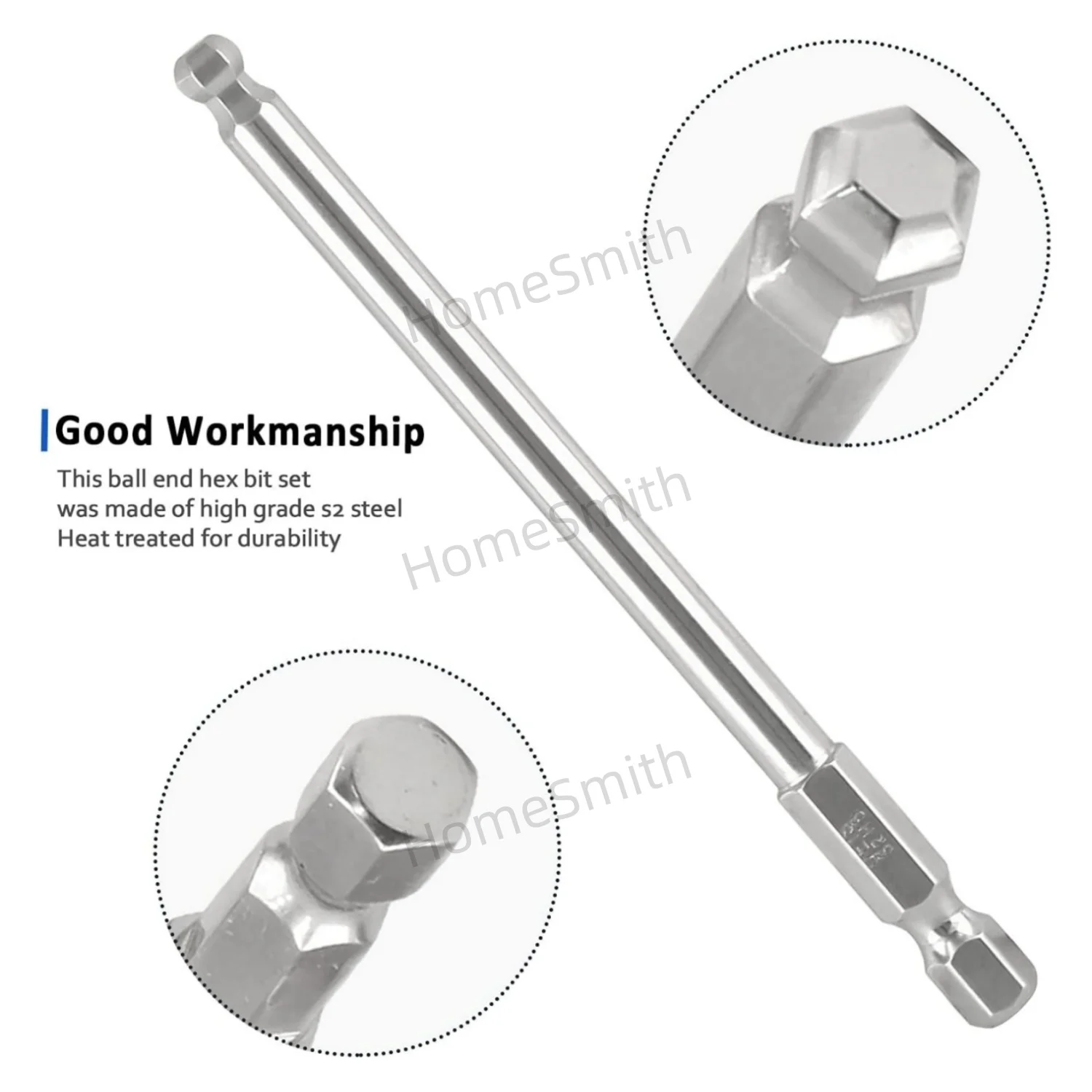 10PCS Ball End Hex Screwdriver Bit 1/4'' Hex Shank 100mm Magnetic Wrench Socket H10 / H8 / H6 / H5 / H4 / H3 / H2.5 / H2/ H1.5