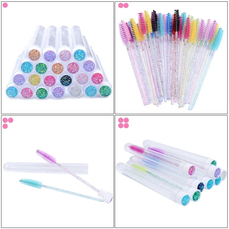 Brosse à cils avec tube anti-poussière, 20 pièces, plusieurs baguettes de mascara réutilisables, outils applicateurs de maquillage de resubdivision