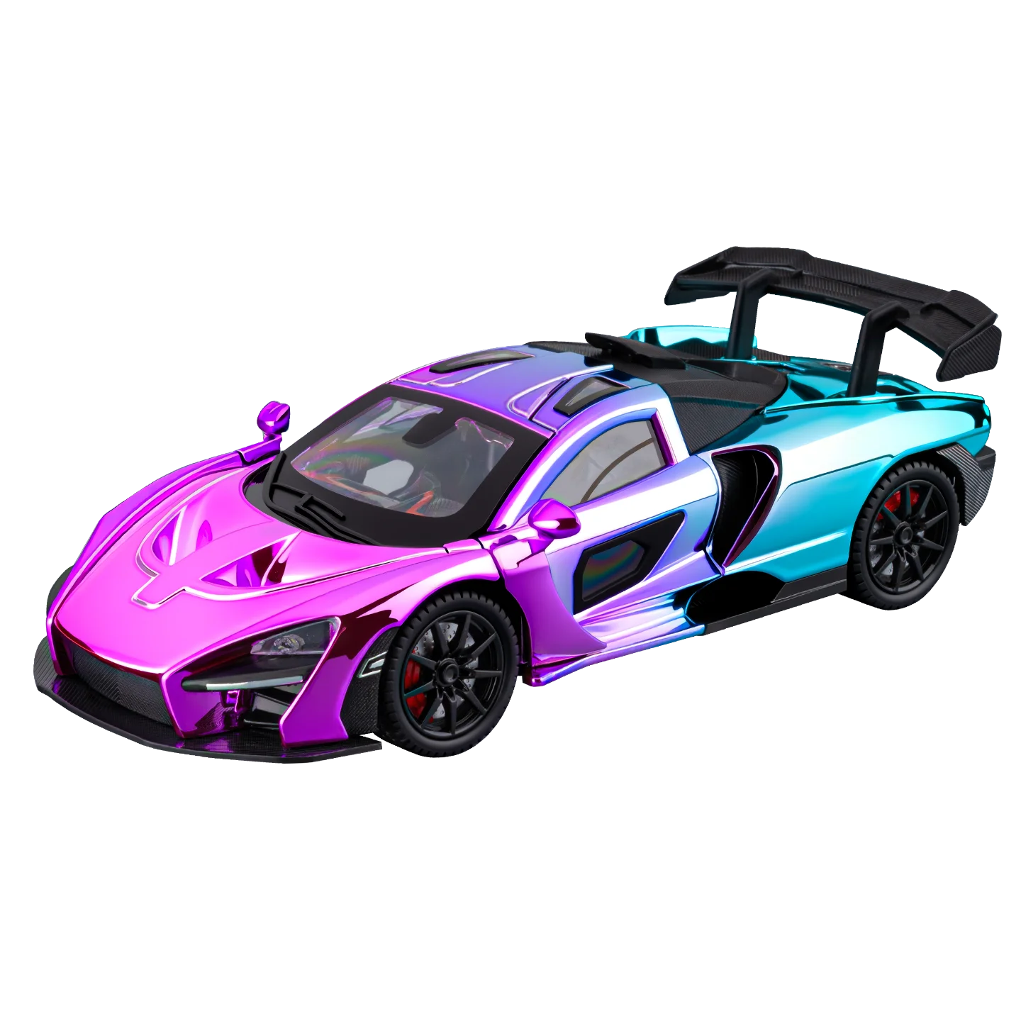 1-24メタルダイキャスト-セナ電気メッキスーパーカーモデル-シミュレーション玩具車-デスクトップオーナメント-男の子へのギフト