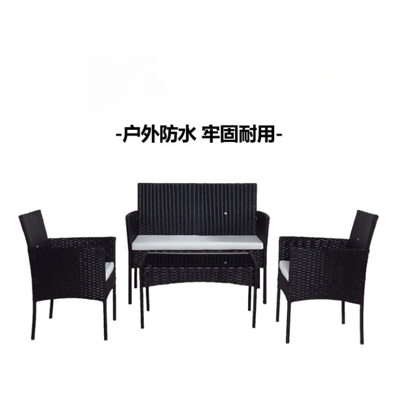 

4-Piece Outdoor Rattan Sofa Set Garden Patio Balcony Courtyard Wicker Rattan Chair Furniture Combination