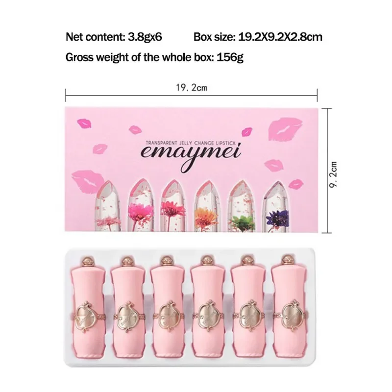 6 pz/set Rosa Balsamo per le labbra Set Labbra Tinta Rosa Lip Gloss Non Facile da Dissolvenza Rossetto Rosa Idratante Balsamo per le labbra Make Up Box All'ingrosso