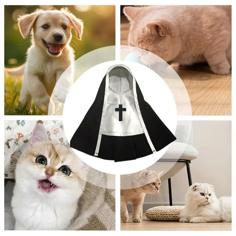 Dog Nun Costume Halloween Cosplay Nun Costume Funny Dog Costume Sister Habit Pet Cloth Cute Dress Up Pet Costume For Small Cats