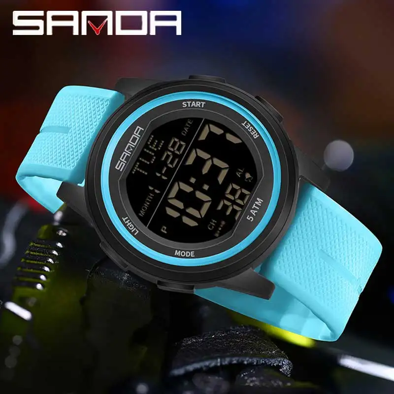 

SANDA Military Outdoor Sports Men's Electronic Watch Strong Luminous Multi functional Waterproof Student Exploration LED Digital