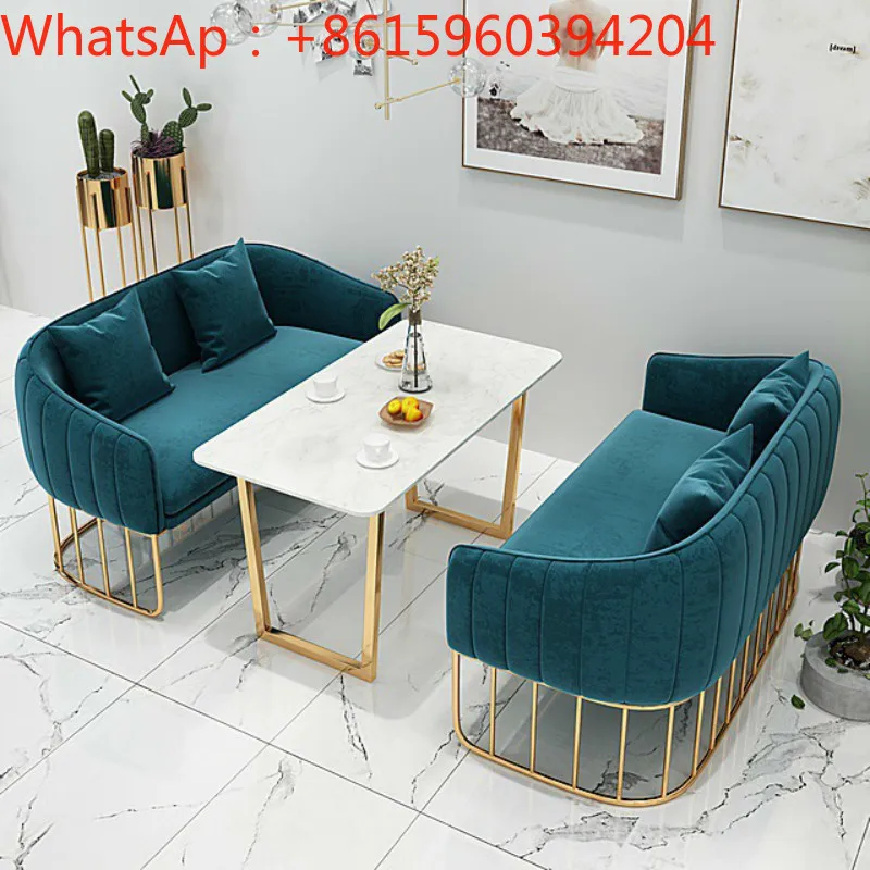 

Nordic coffee shop card seat iron sofa negotiation reception bar dessert milk tea shop table and chair combination