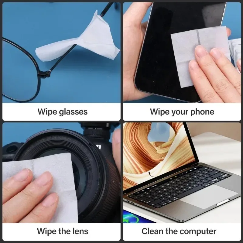 200pcs Disposable Mirror Cleaning Wipes Universal Stain Removal Cleaner Lenses Mobile Phone Screens Cleaning Wipes Wholesale