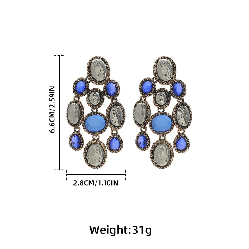 Exaggerated Geometric Multi-Layer Pendant Earrings Full Diamond Earrings Antique Boho Statement Dangles Ethnic Jewelry Gift