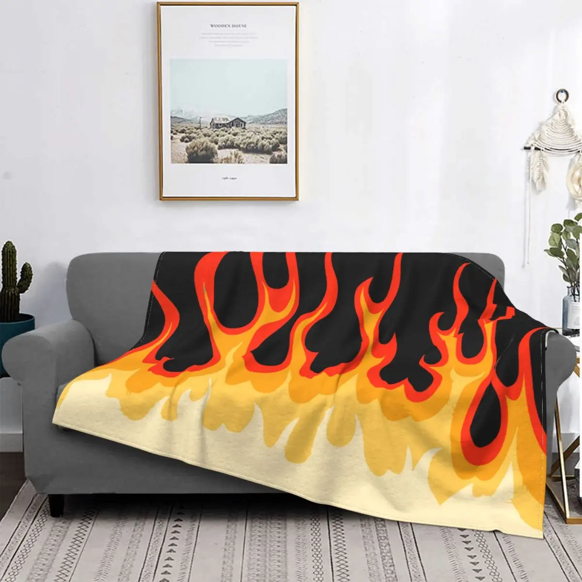 Fire Hot Rod Gothic Blanket Velvet Spring Autumn Breathable Thin Throw Blankets For bed Rug Piece