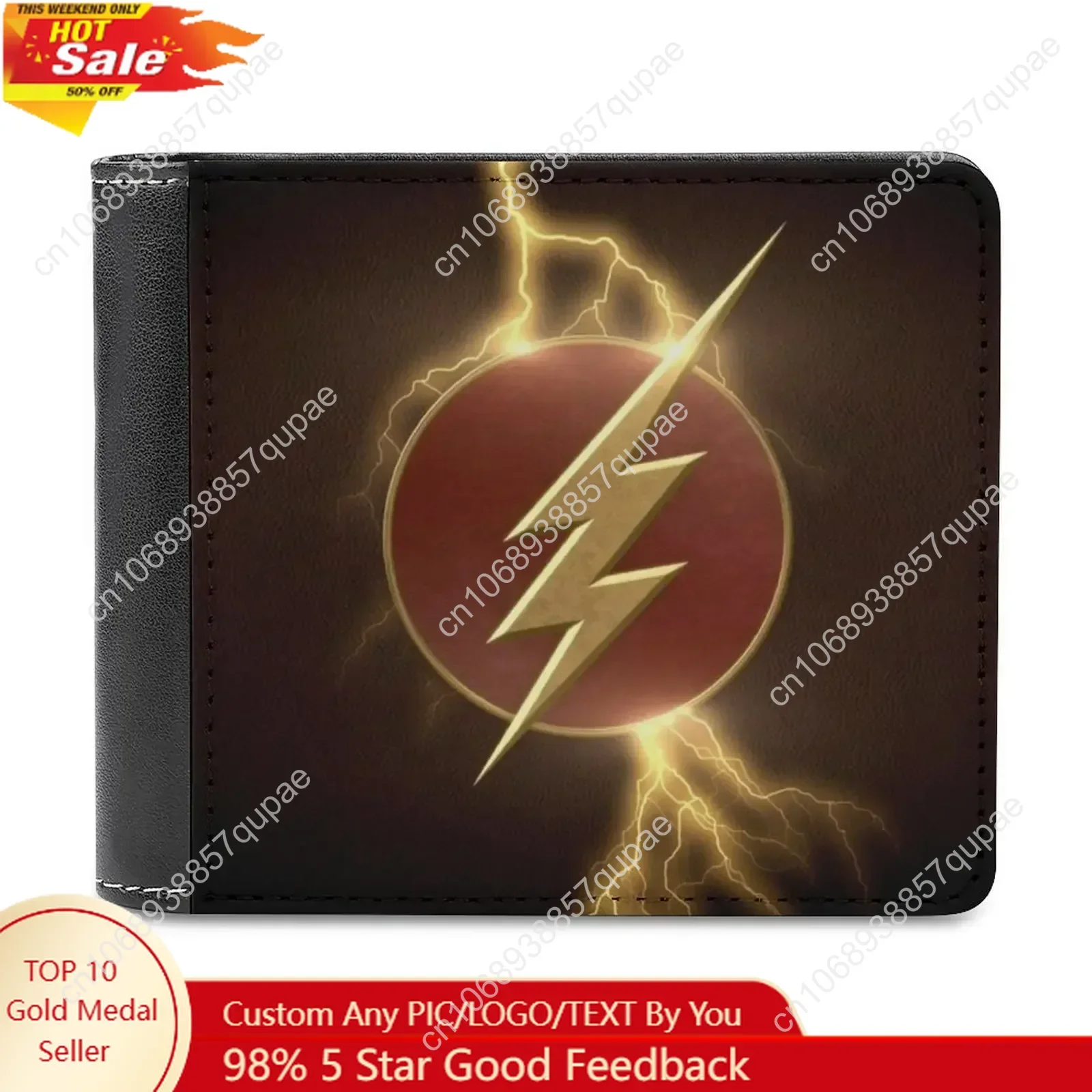 

Flash Lightning Logo Men Wallet Pu Leather Short Male Purses Credit Card Wallet for Men Money Bag Flash Lightning Personalized