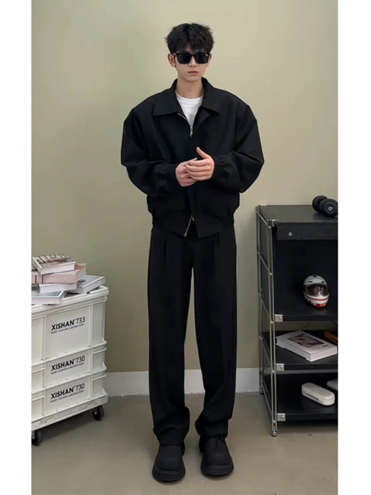 

Bla Straight Leg Casual Pants Drapey Ice Silk Long for Taller Men Faionable Low Waist Youthful Sle Anti-Wrinkle Summer