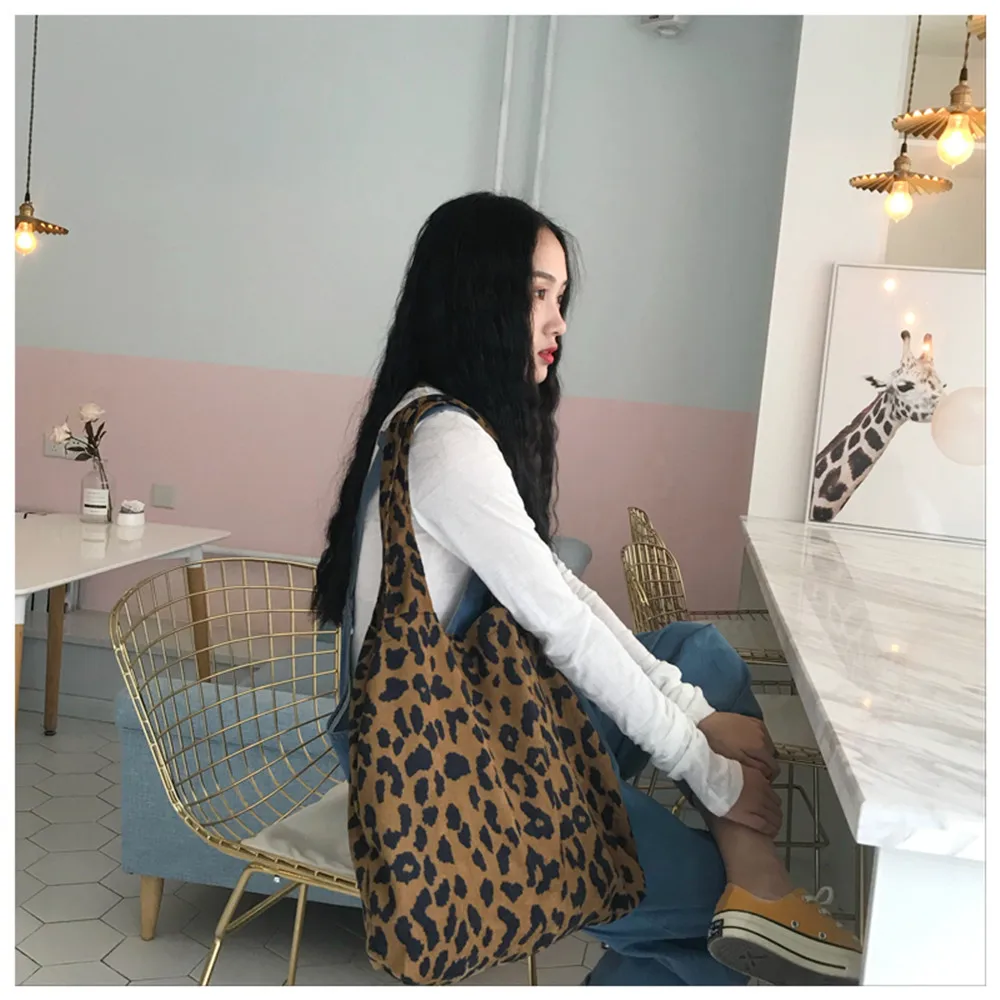 Fashion Casual Leopard Print Single Shoulder Bag Handbags Shopping Bag Tote