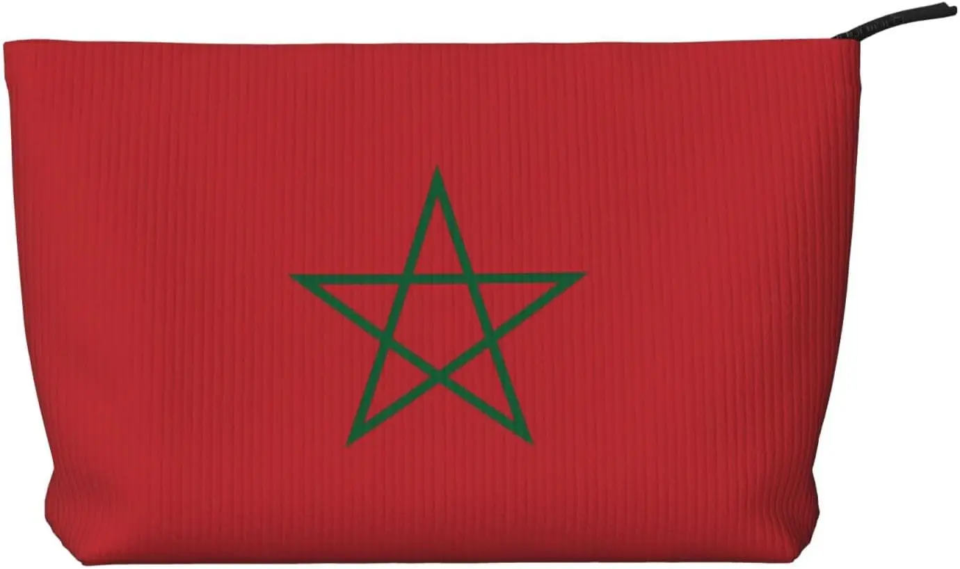 

Flag of Morocco Corduroy cosmetic bag, suitable for travel and daily use, Sturdy Lining, Ensures Longevity