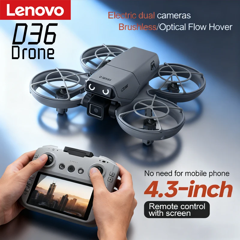 

Дрон Lenovo D36 HD с двумя камерами, 5G WiFi, 360° ° Регулируемый квадрокоптер с оптическим позиционированием и ЖК-дисплеем для FPV, радиоуправляемый, с дистанционным управлением