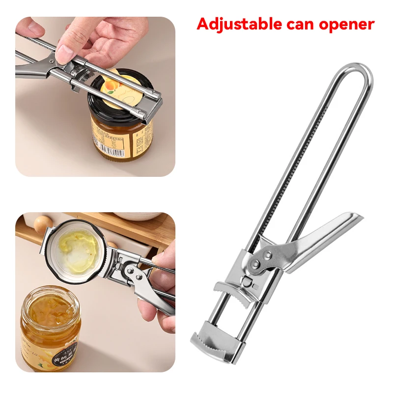 

Stainless Steel Adjustable Multi Function Labor Saving Bottle Jar Can Opener Kitchen Tool Heavy Duty Easy Grip Accessories