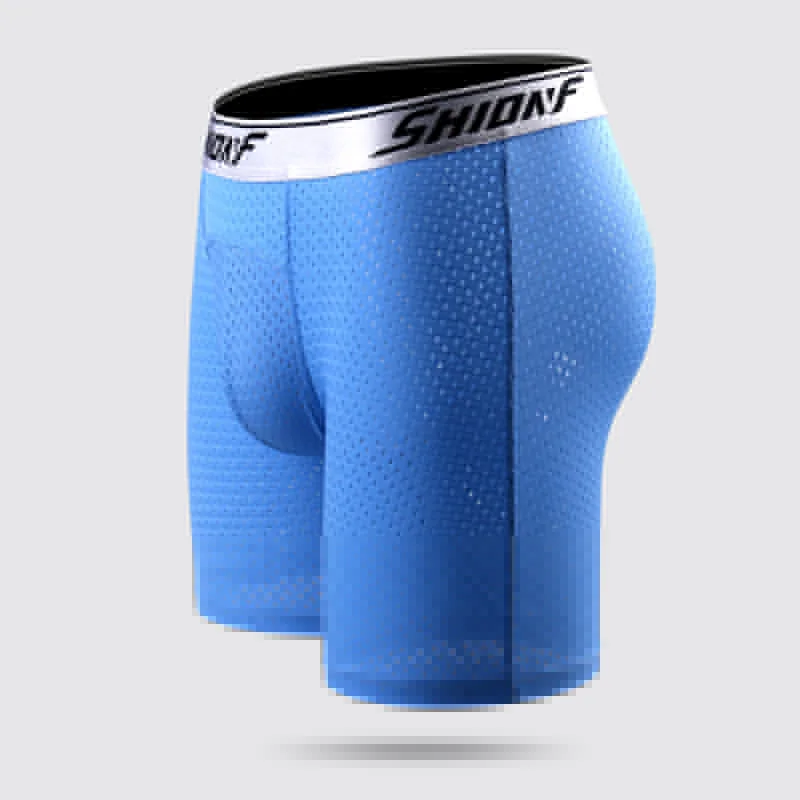 Shionf Long Boxer Men Cuecas Mesh Breathable Underwear Male Underpants Man Boxer Shorts Homme Ice Silk Sportswear Men