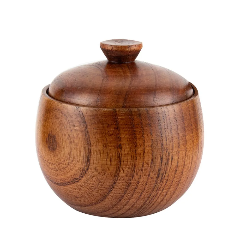 Herbs Organizer Spice Shaker Storage Boxes Retro Salt Bowl Bento Box Pepper Sugar Container Seasoning Jars Wooden Storage Jar