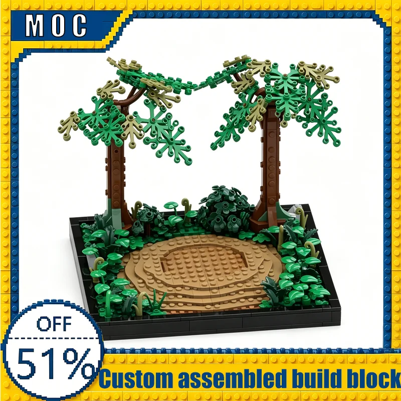 770 Teile Waldszene Diorama MOC Bausteine Lagerfeuer Beerdigungsbasis Modell Kreatives Montage-Lernspielzeug Ausstellungsstücke Geschenke