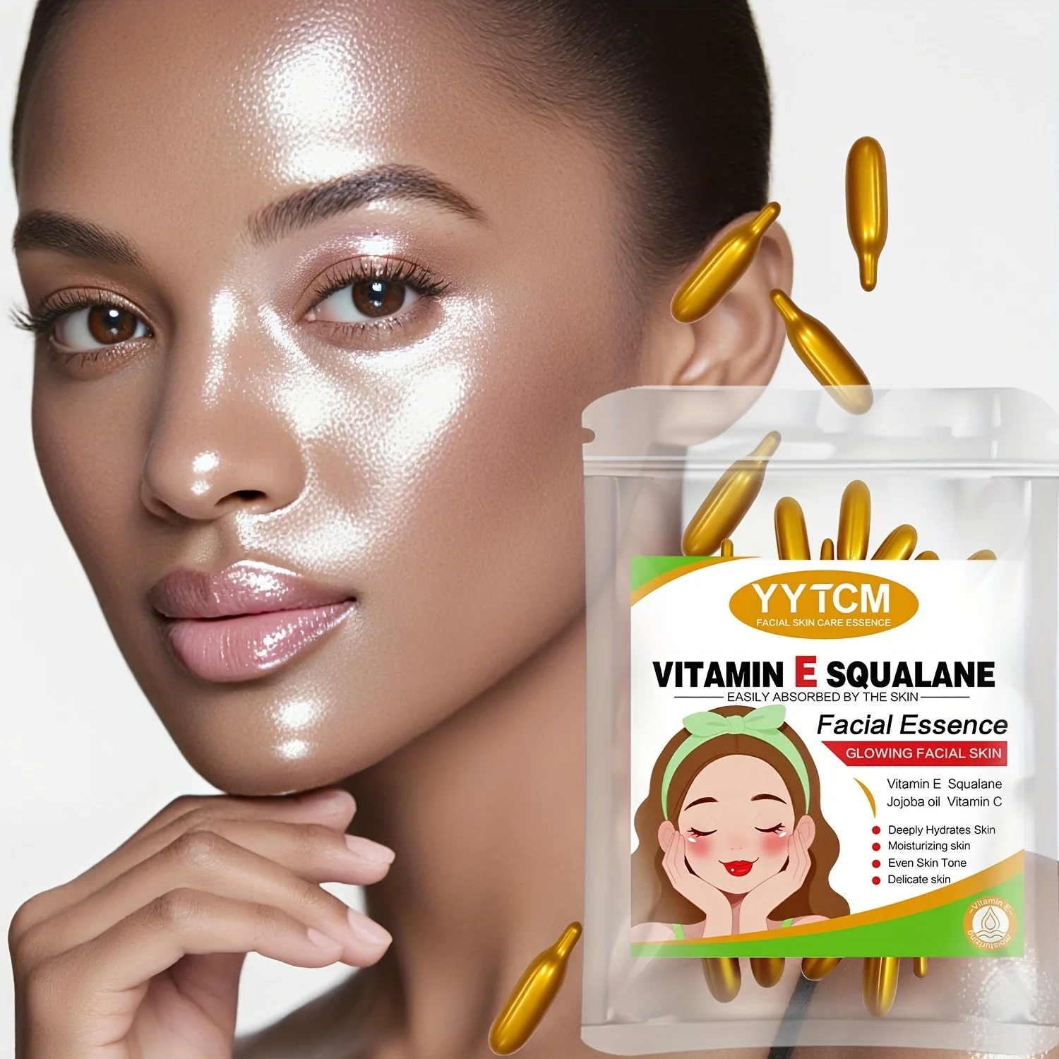Vitamin E Deep Hidratante Cápsula Essência — Hidratação Profunda + Clareamento para Pele Radiante (0,4g x 30 c