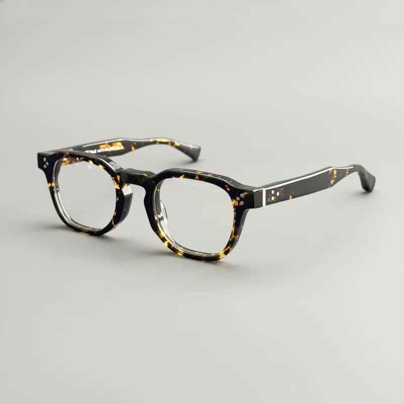 

Japanesestyle Thickened Handcrafted Tortoiseshell Frame Men Sheet Metal Retro Myopia Glasses Anti-blue Light Color-changing