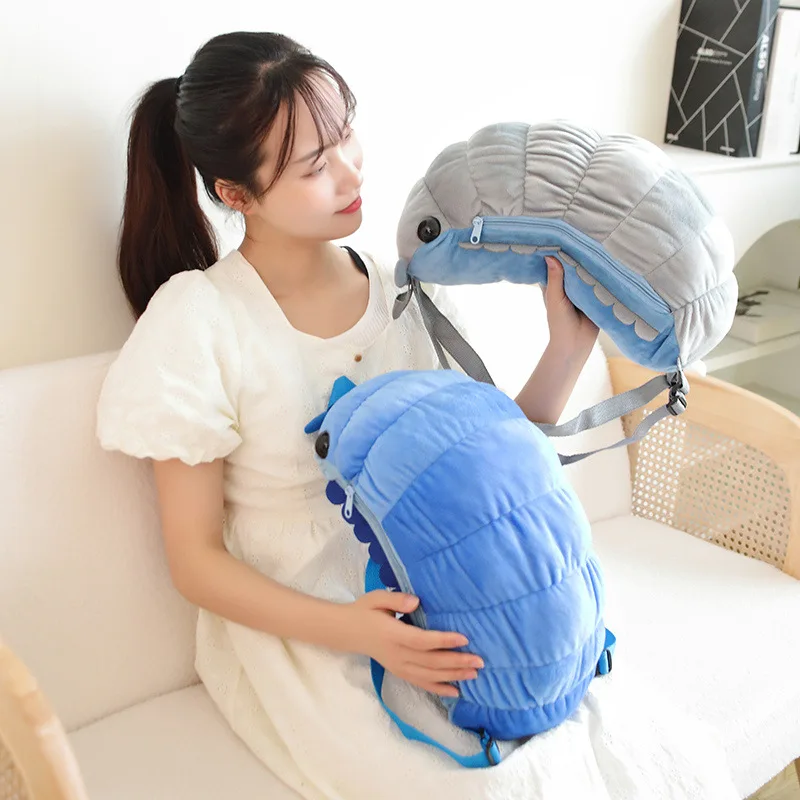 

New Watermelon Worm Plush Bag Back Cushion Pillow Stuffed Soft Simulation Animal Insect Pillow Kids Gifts Toy Knapsack