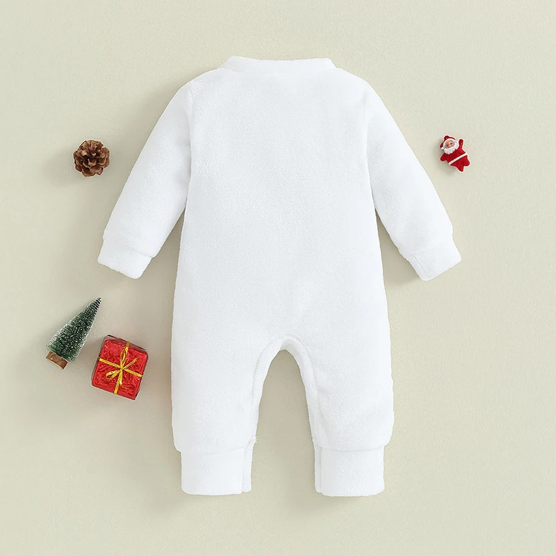 

Комбинезоны для маленьких девочек и мальчиков, Рождественская плюшевая одежда, с вышивкой буквами, с круглым вырезом и длинным рукавом, Осенние боди для малышей