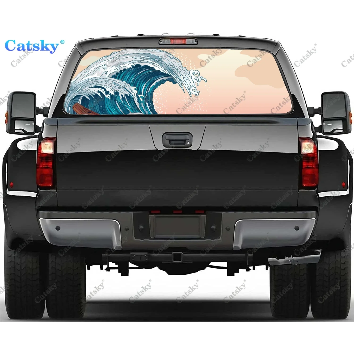 

The Great Wave Off Kanagawa Car Window Decal Sticker Graphic Decorative Truck Perforated Vinyl Universal Wrap Car Sticker