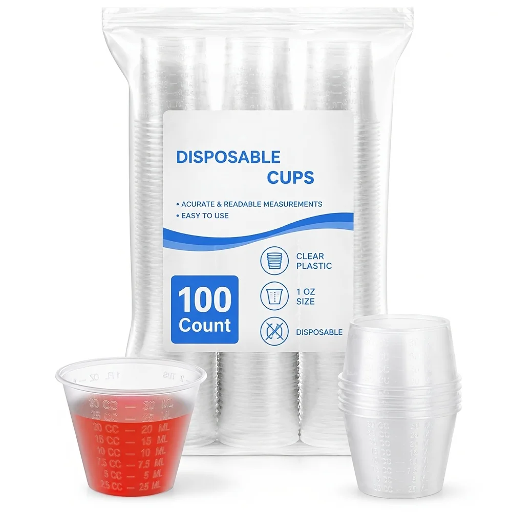 1 Pack/3 Packs of Medicine Cups, Laboratory Small Dose Cups, Disposable, 30Ml/1Oz