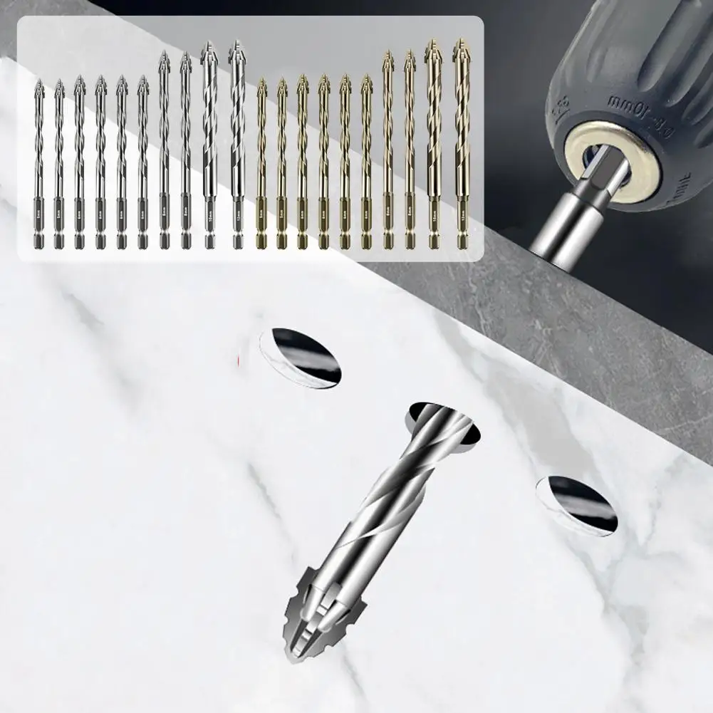 ชุดดอกสว่านเจาะกระเบื้องเซรามิก คอนกรีต แก้ว แบบเจาะแห้ง หัวเจาะแบบไขว้ 4 ฟัน