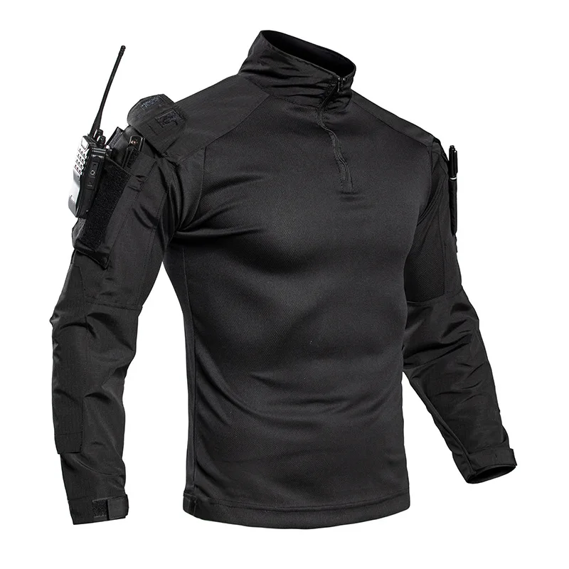 Lichtgewicht tactisch combat shirt heren 1/4 zip lange mouw snel drogend zomer ademend voor wandelen jagen training buitensporten