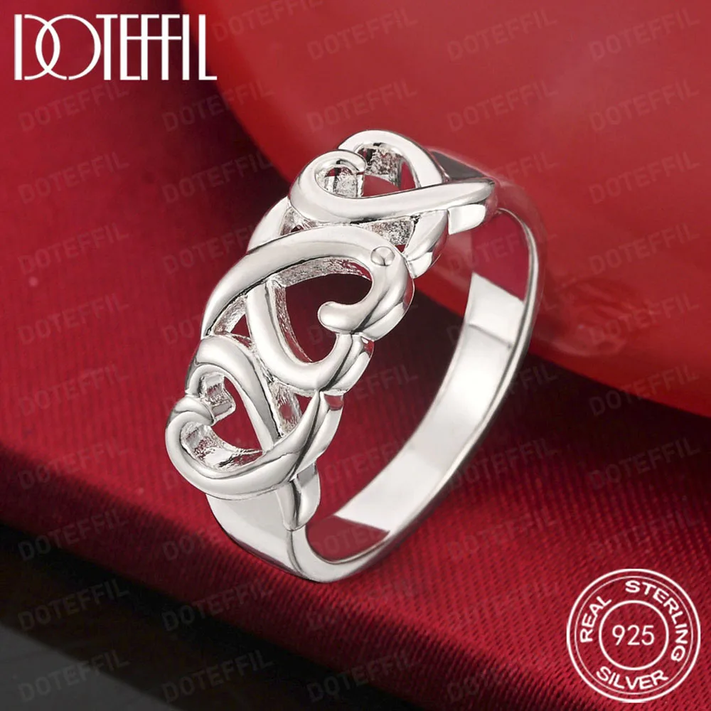 925 Sterling Silver Love Heart Ring For Woman Wedding Engagement Party Fashion Charm Jewelry view 3