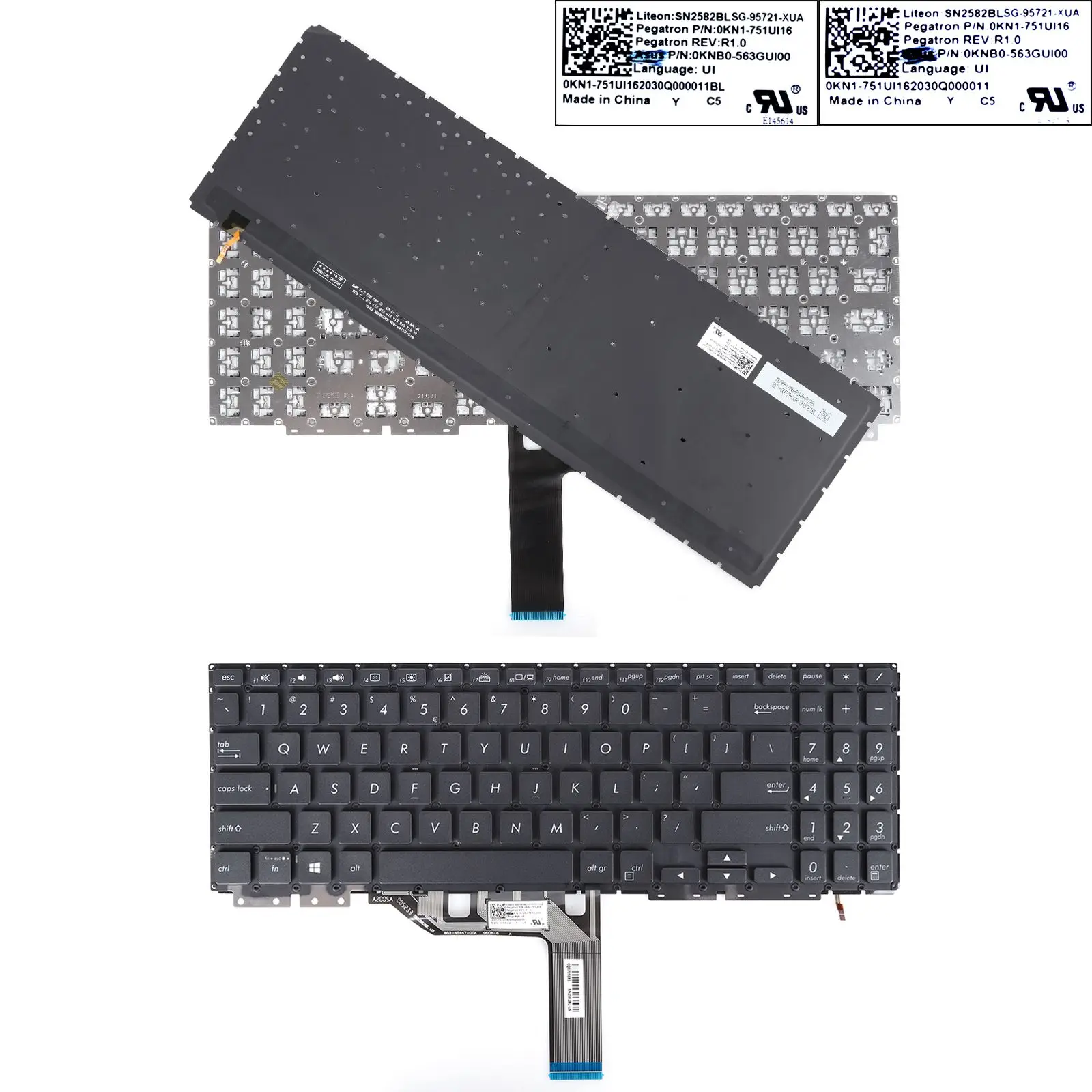 US Laptop Keyboard for ASUS UX562 UX562FDX UX562F UX562D Gray with Backlit