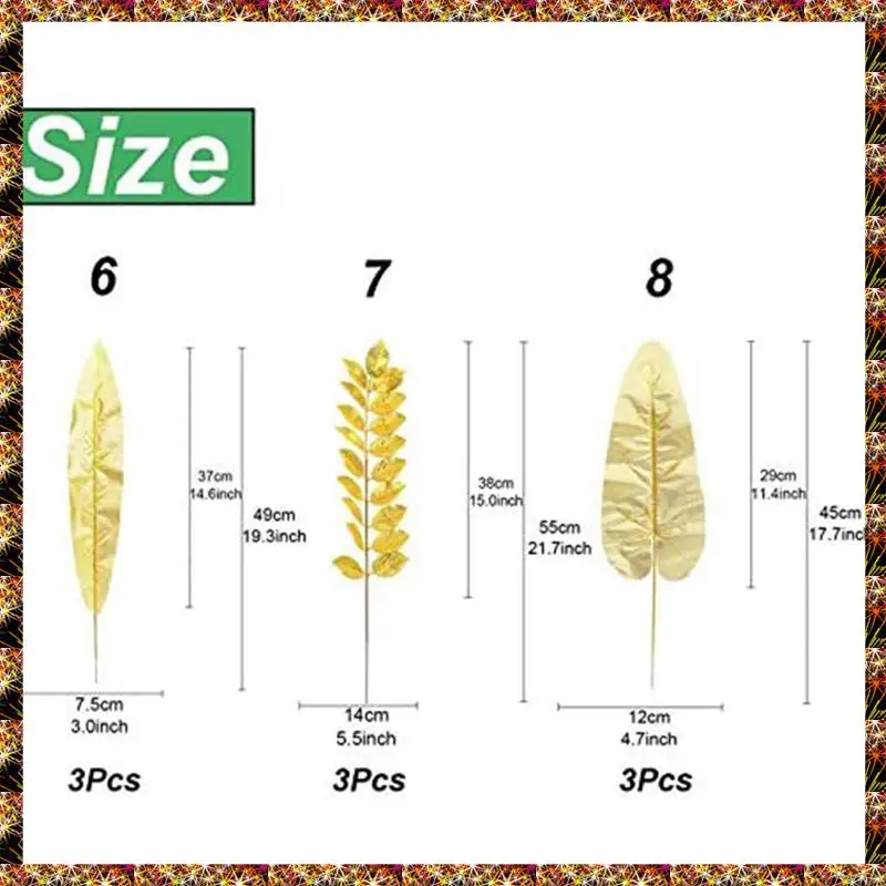 BTCL 24Pcs Artificial Leaves Gold Palm Leaves Golden Tropical Plants Palm Leaves For Wedding Home DIY Decorations Supplies