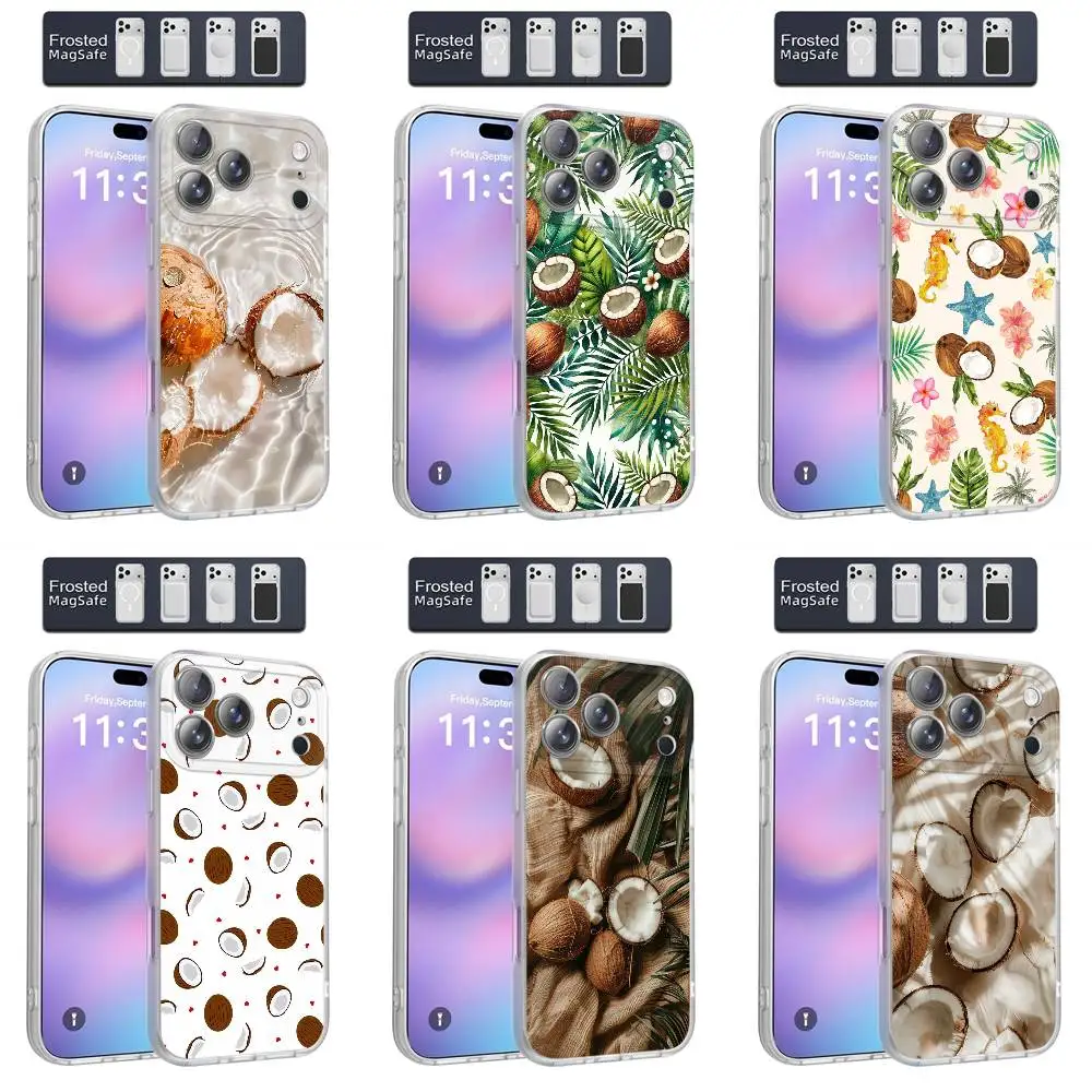 Coconut Meat Beach Handyhülle für iPhone 17,16,15,14,13,12,11,Pro,Max,Plus,E,Air,Mini Magnetisch Magsafe Frosted Clear