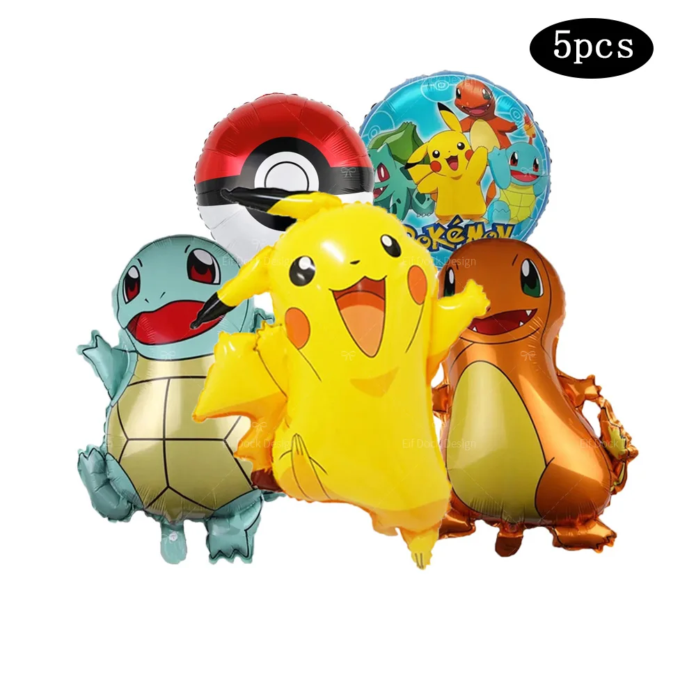 1set Cartoon Pokemon Pikachu Thema Folien Ballons Set Rot Schwarz Latex Ballon Kinder Geburtstag Baby Shower Party Decora liefert