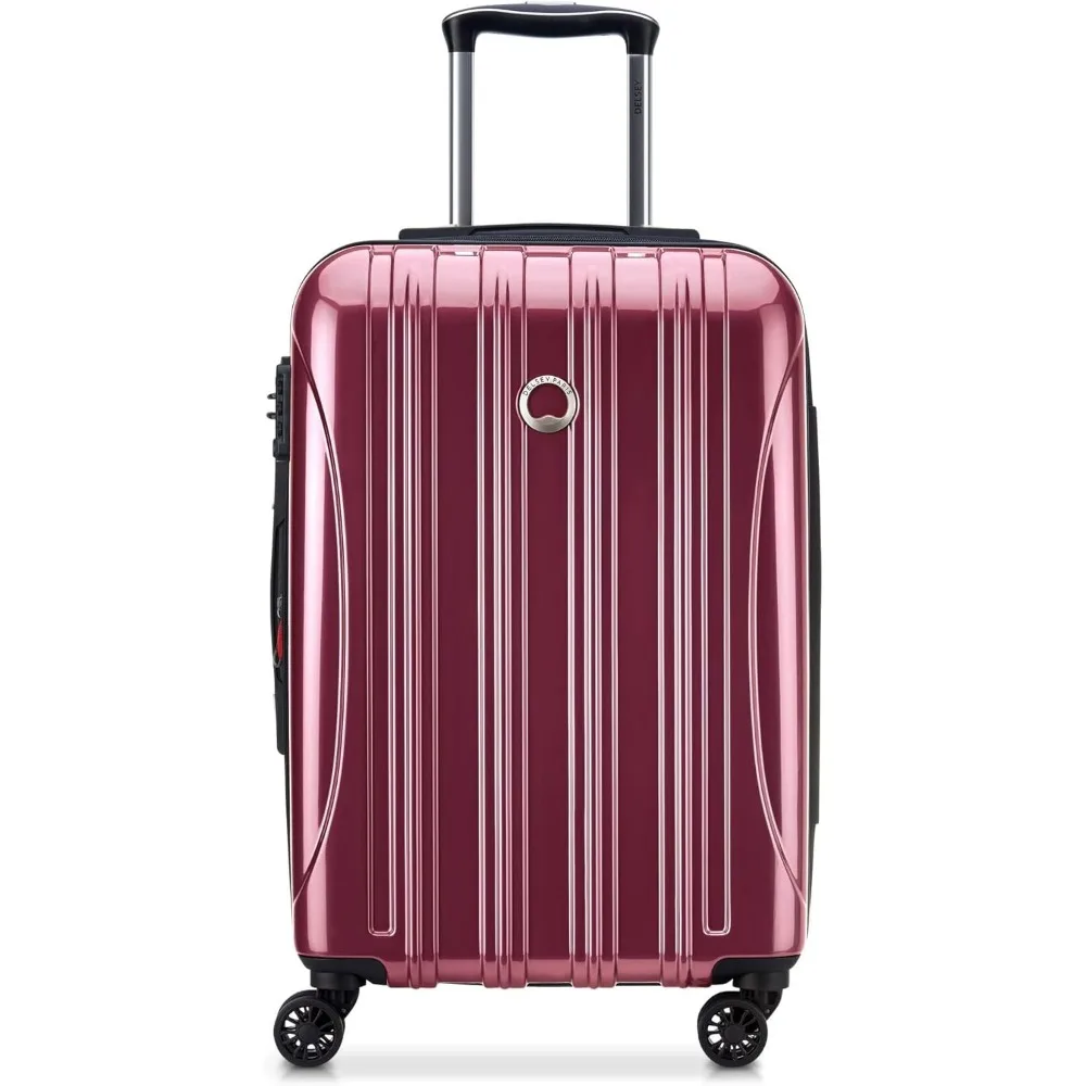 Juego de equipaje giratorio rígido expandible de dos piezas en rosa peonía con diseño aero para viajes