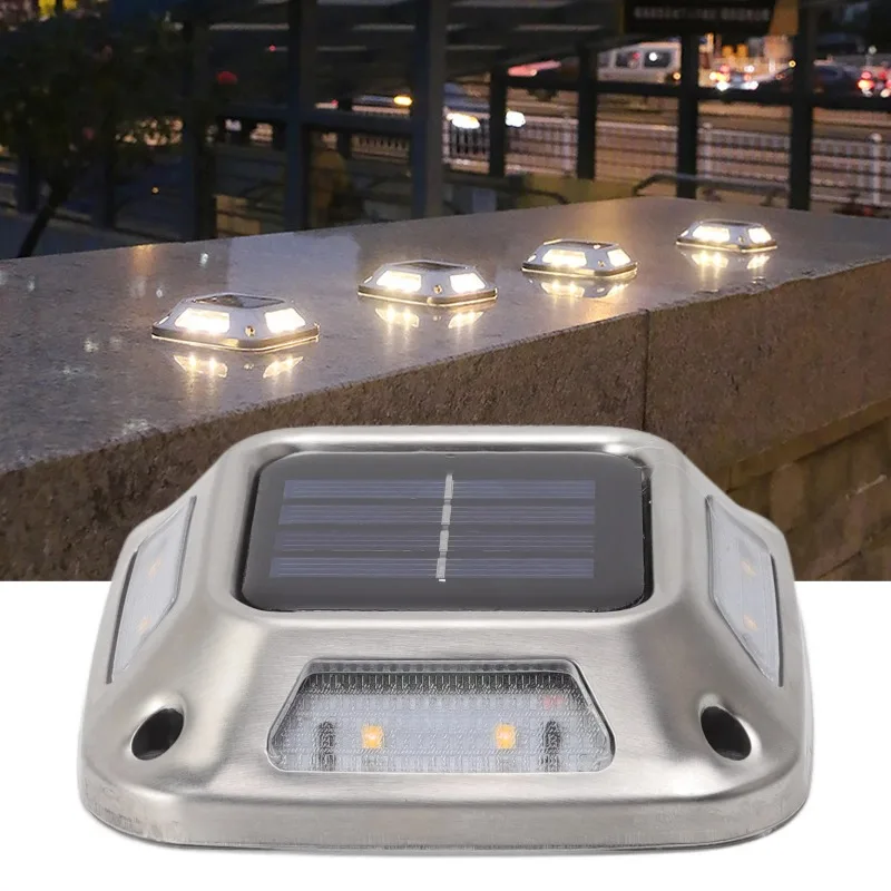 Pro Durable 8 LEDs Solar Ground Light Waterproof Warm White Garden Lamp Outdoor Courtyard Driveway Marker with Auto Dusk to Dawn