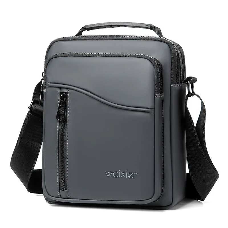 WEIXIER Men Business Trendy Crossbody Bag Casual Sports Cycling Bag Brand PU Leather Waterproof Shoulder Bags Briefcase Handbag