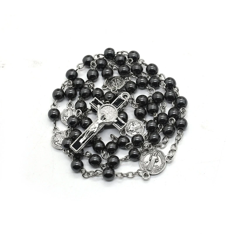 Fashion Handmade Round Glass Bead Catholic Rosary Quality Bead for Cross Necklace Beads for Cross Religious Pendants Neck