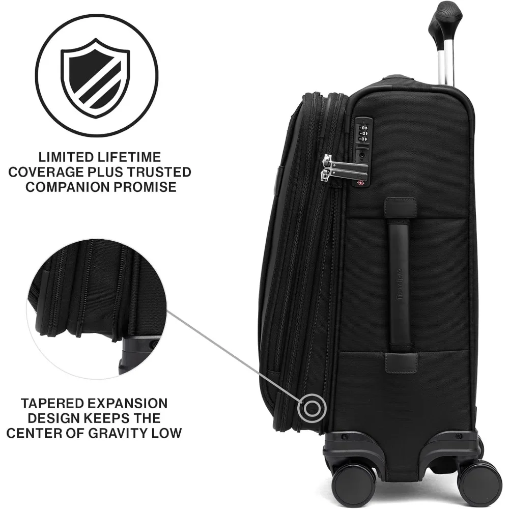 Equipaje de mano giratorio expandible ligero 8 maletas TSA Lock unisex para viajes de 21 pulgadas
