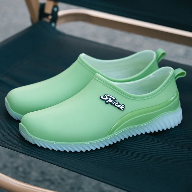 

women's plush rain shoes warm waterproof galoshes woman low top rainshoes female chef work shoes ladies green water shoes 2026