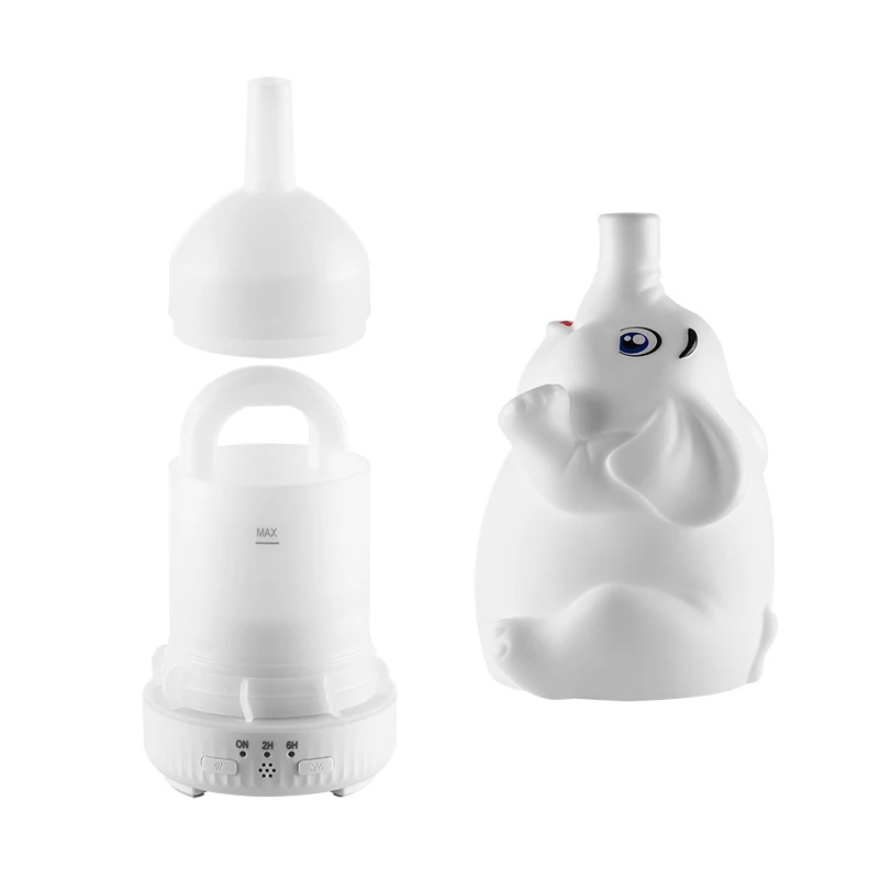 

Вращающийся аромадиффузор в форме слона с креативным дизайном, USB-увлажнитель воздуха с 7-цветной подсветкой для дома и офиса