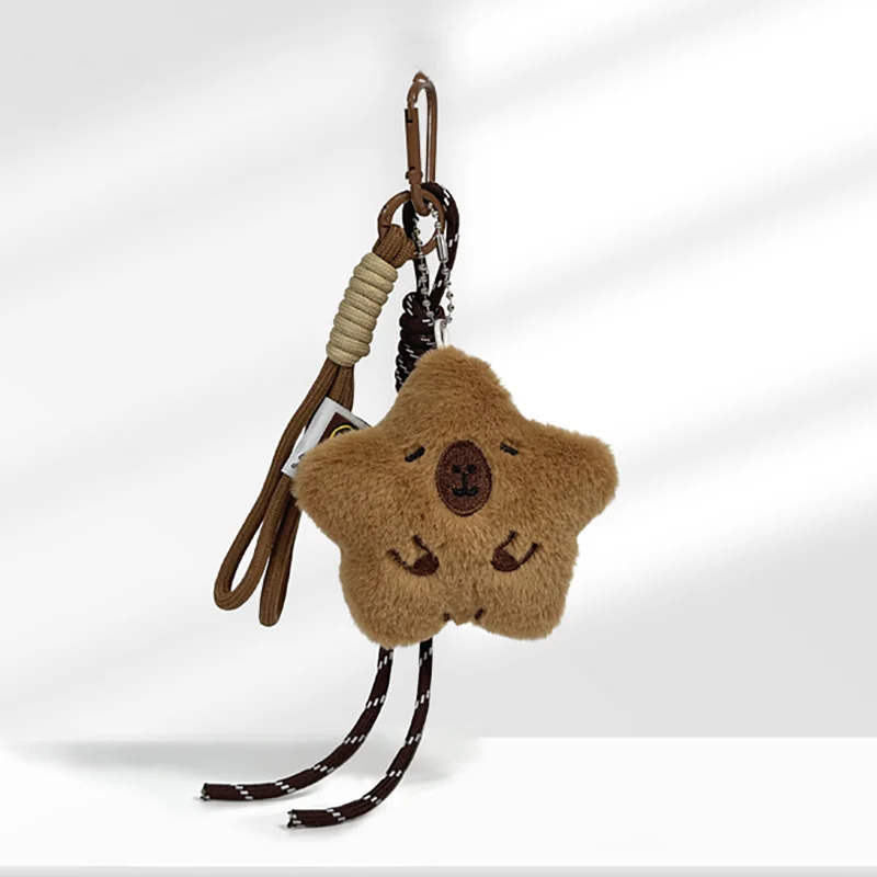 دمية كابيبارا ناعمة إبداعية لطيفة، تعليقة حقيبة، لعبة حيوان محشوة على شكل نجمة، ميدالية مفاتيح كرتونية، تعليقة لحقيبة الظهر المدرسية والسيارة، هدية للبنات