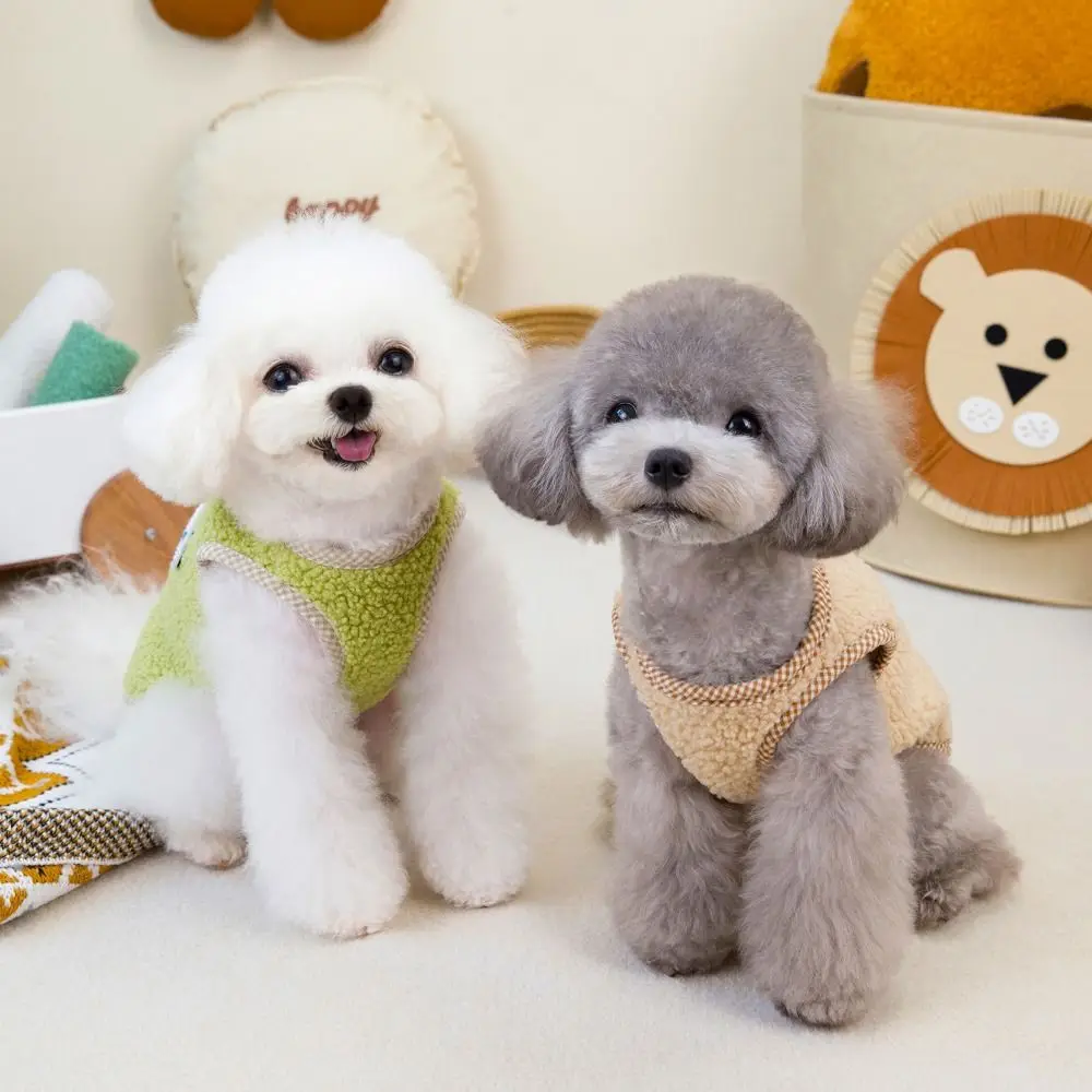 Roupas de colete para animais de estimação dos desenhos animados colete de cachorro casaco macio padrão de urso roupas quentes para cães com anel d abertura traseira trajes de gato de inverno inverno