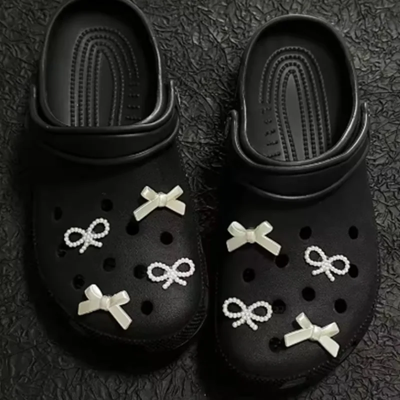 8 قطعة مجموعة سحر الأحذية الموضة اكسسوارات ثقب إبزيم الحذاء لطيف اللؤلؤ القوس DIY بها بنفسك الأحذية زينة الاطفال حفلة امرأة الفتيات هدية