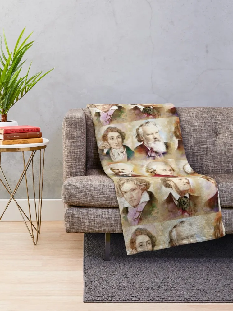 Composers: Mozart, Bach, Beethoven and more Throw Blanket Decorative Sofa Blanket Cute Blanket Plaid