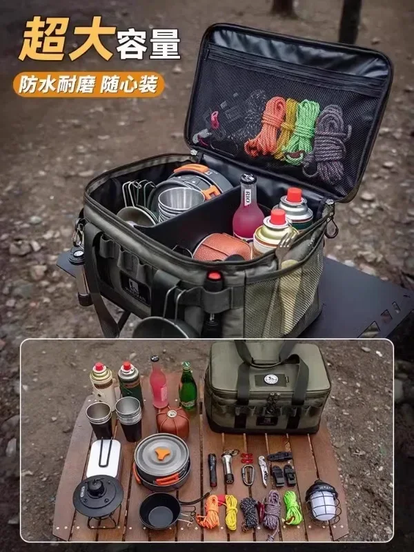 German camping storage bag, outdoor equipment, cooking utensils with accessories, gas cylinder, card stove, anti-collision box