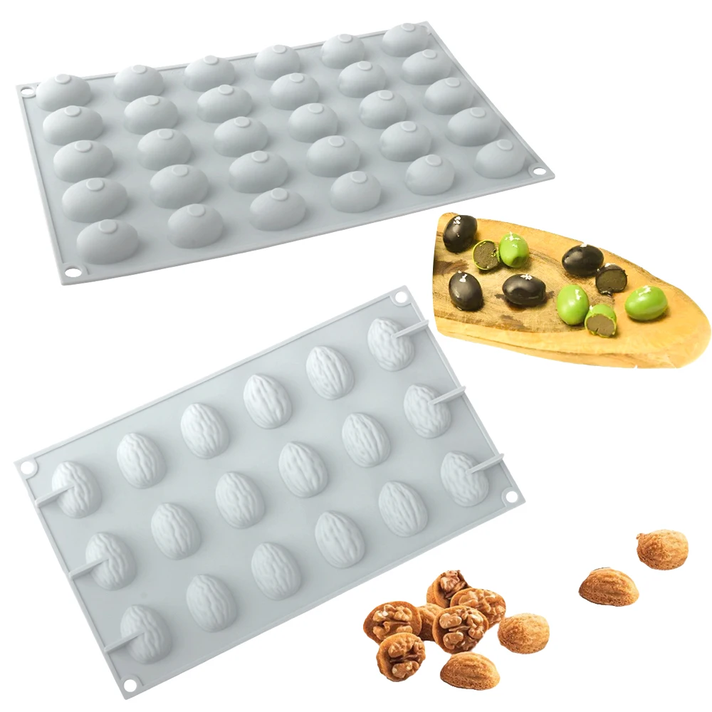 18-Cell Walnut Design or 30-Cell Olive Design Silicone Chocolate Moulds Dessert Tools Kitchen Silicone Cake Molds Candy Tools