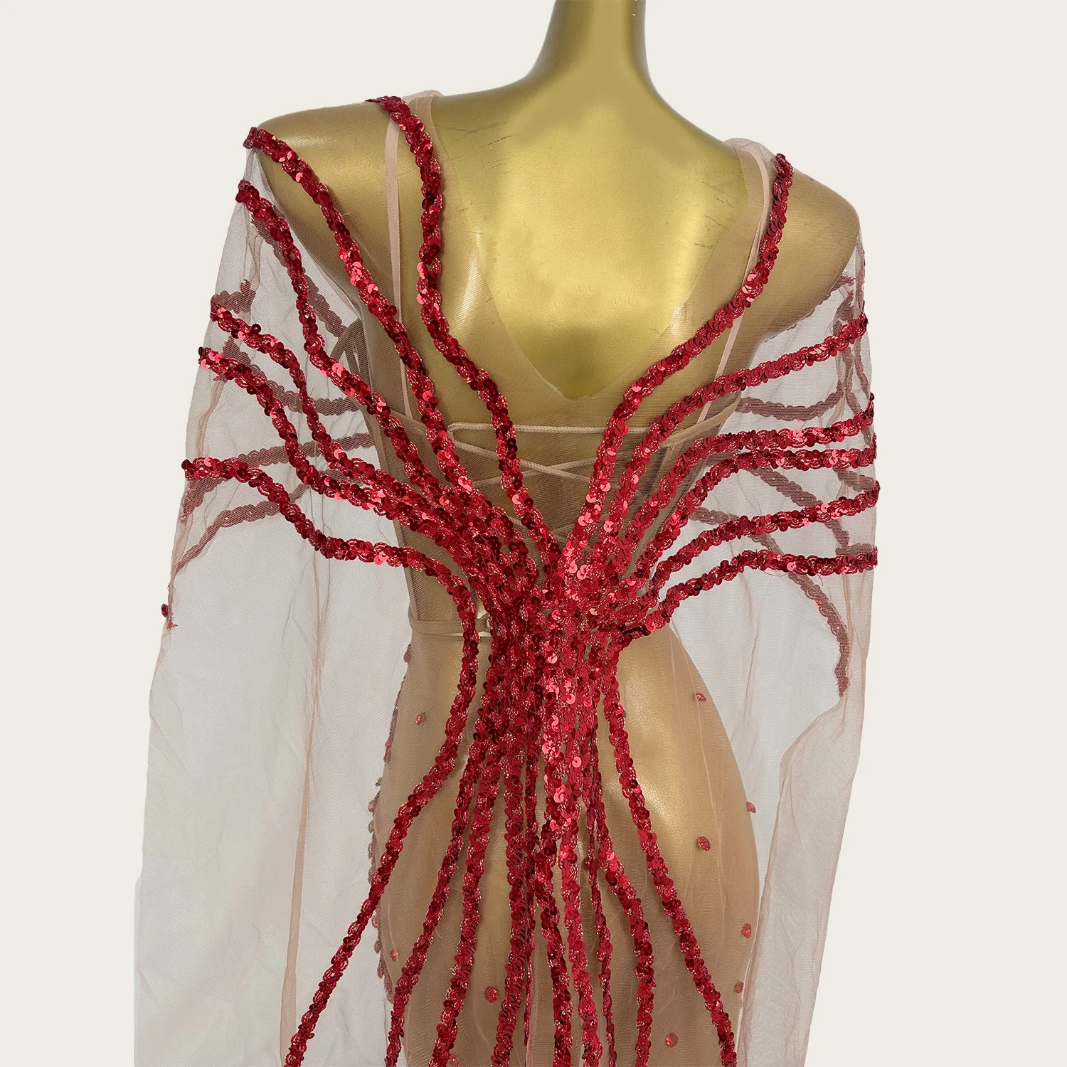 Paillettes scintillanti vedere attraverso mantello di rete abito lungo compleanno festeggiare festa servizio fotografico indossare abito da ragazza calda abito da ballo Dongmai