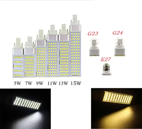 5050 PL LED Bulbs 5W 7W 9W 11W 13W 15W E27 G24 G23 Corn bulb Lamp Light SMD Spotlight 180 Degree AC85-265V Low light attenuation
