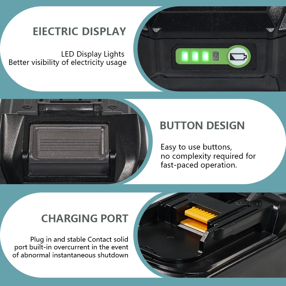 استبدال بطارية AERDU عالية السعة 18 فولت 10.0 أمبير في الساعة لماكيتا 18 فولت BL1860B BL1850 BL1840B BL1830B BL1890 متوافقة مع عمر طويل